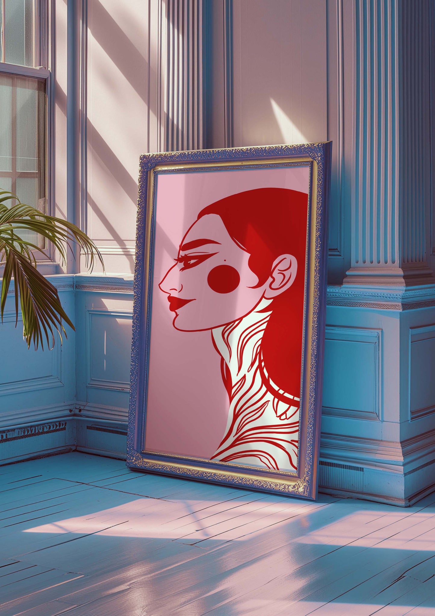 Pink tattooed girl, Digital Wall Art, Printable Art