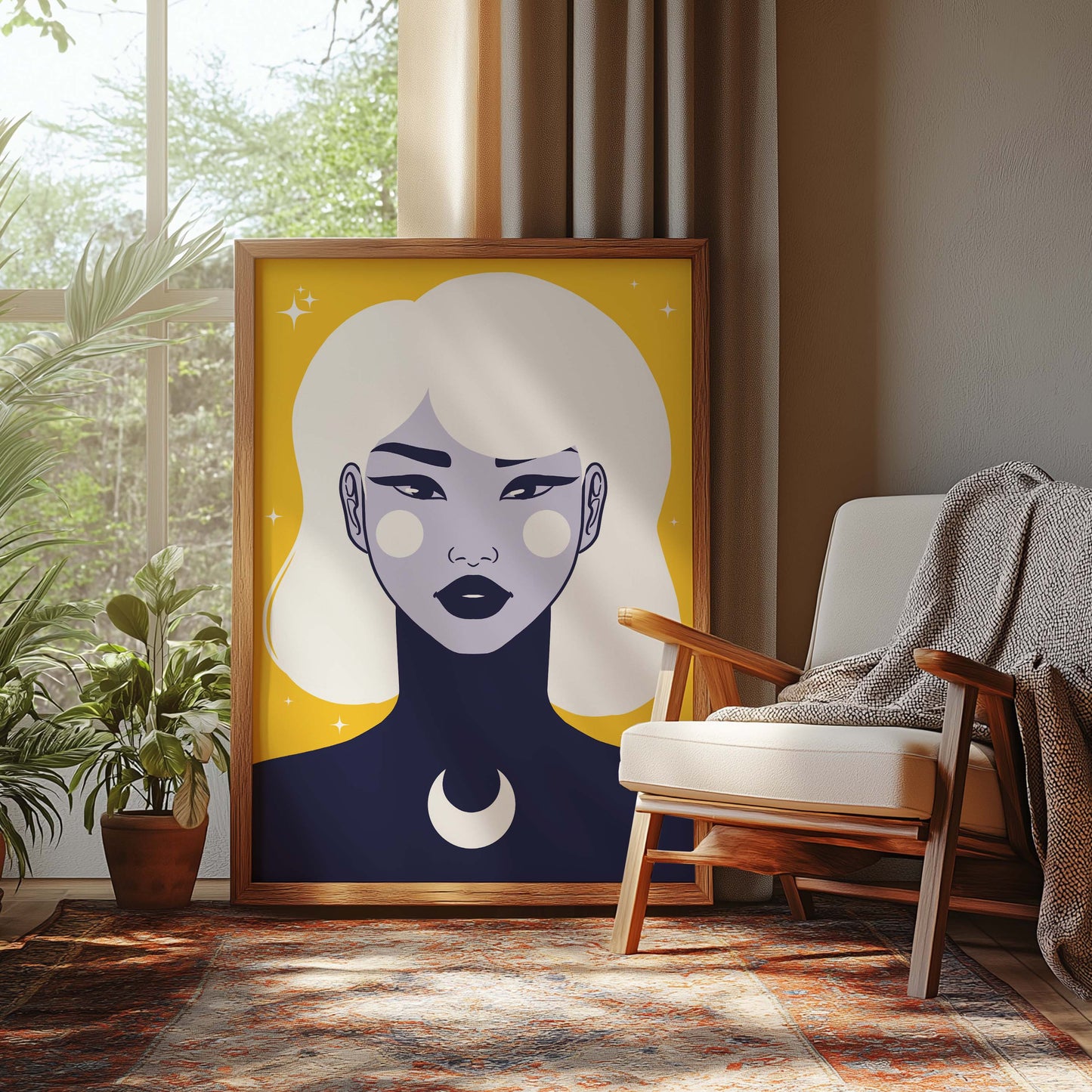 Moon and Stars Digital Wall Art, Printable Art