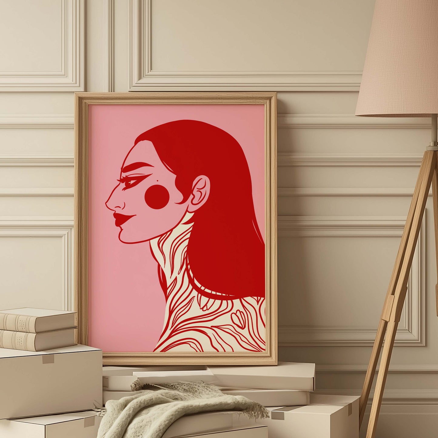 Pink tattooed girl, Digital Wall Art, Printable Art
