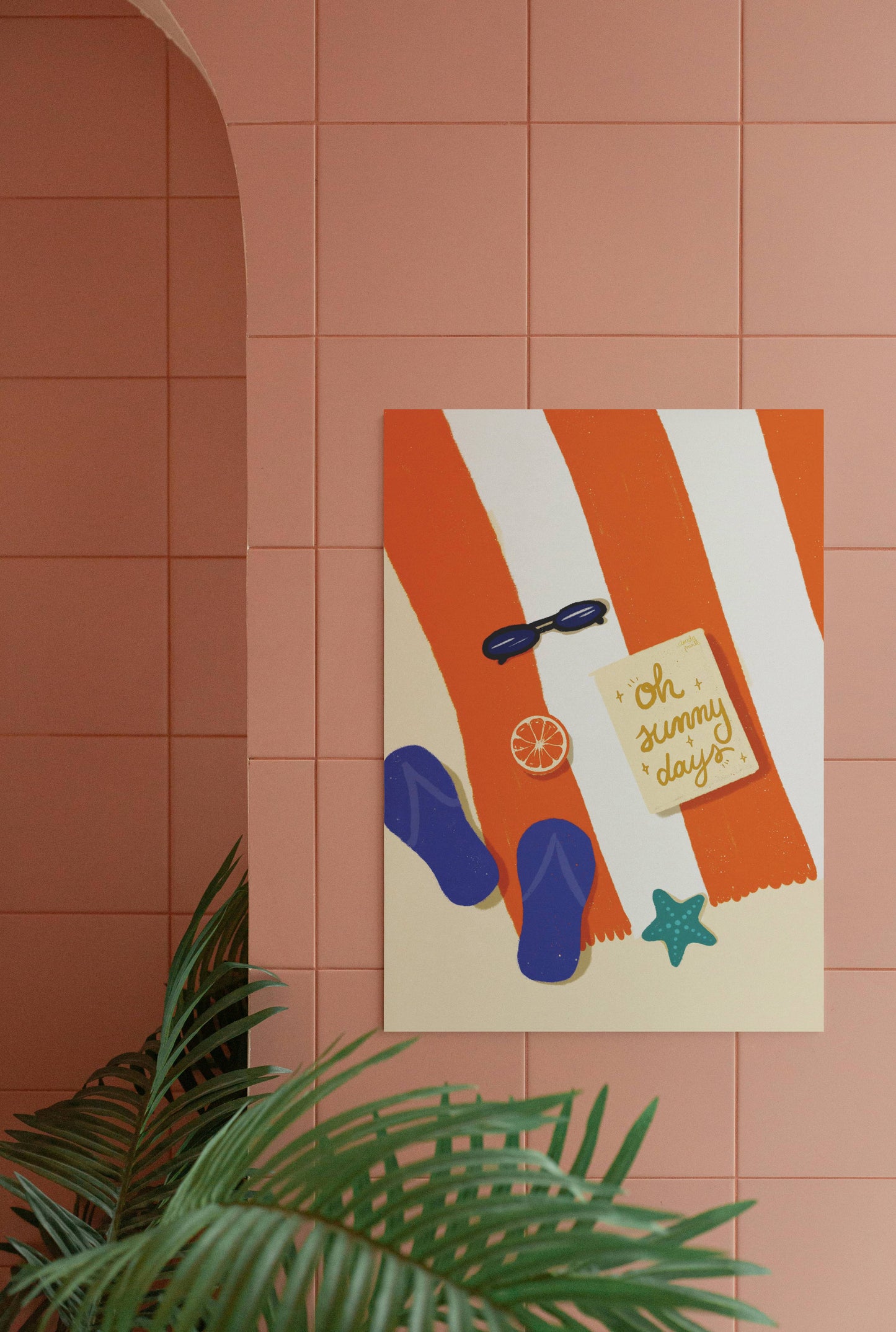 Orange stripe beach towel, digital download