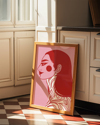 Pink tattooed girl, Digital Wall Art, Printable Art
