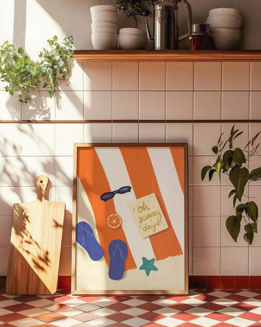 Orange stripe beach towel, digital download