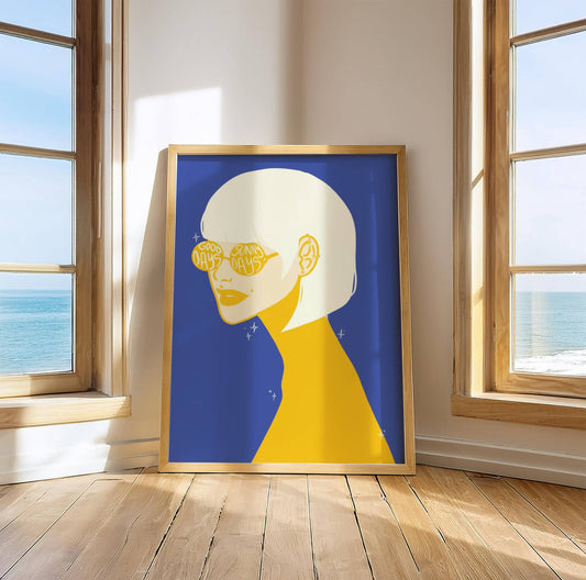 Sunny Days Sunglasses Blue, digital wall art