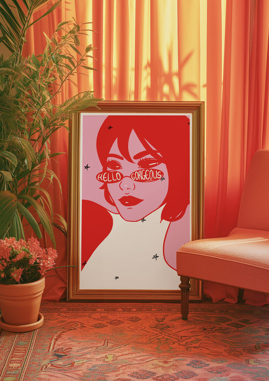 Hello Gorgeous Digital Wall Art, Printable Art