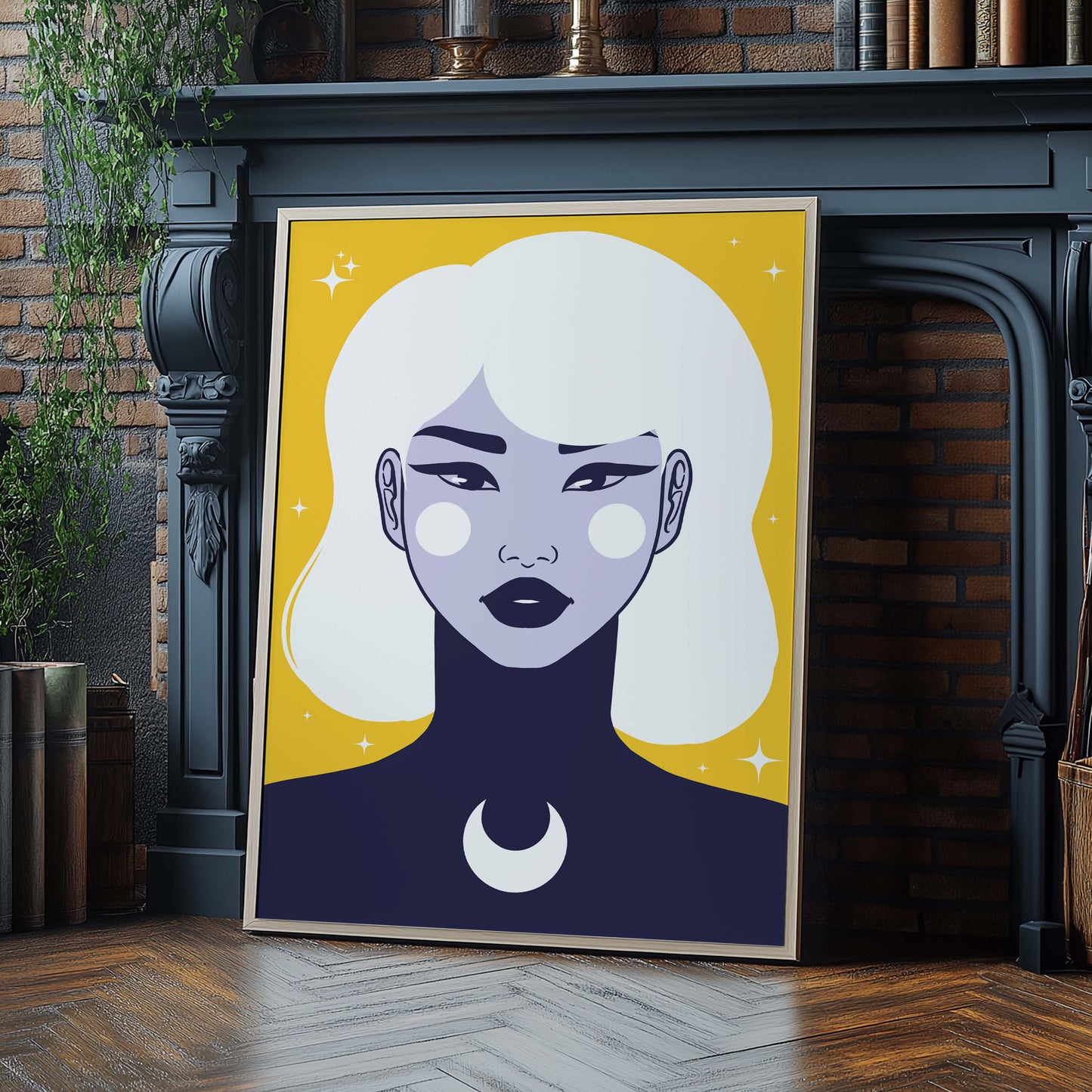 Moon and Stars Digital Wall Art, Printable Art