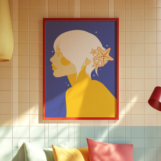 Starfish Hair Clip, digital wall art