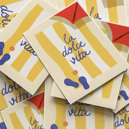 La dolce Vita, yellow stripes beach towel, digital wall art