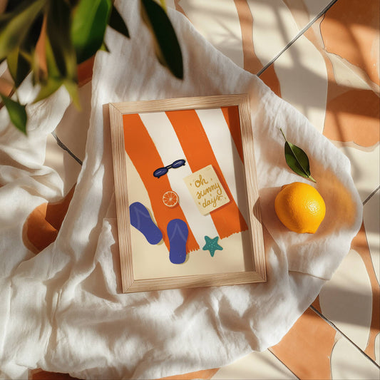 Orange stripe beach towel, digital download
